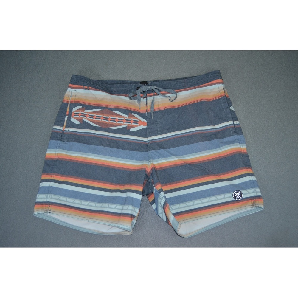 Roark Revival Board Shorts Mens 36 Geometric Surf Trunks Quick Dry Stretch 6"